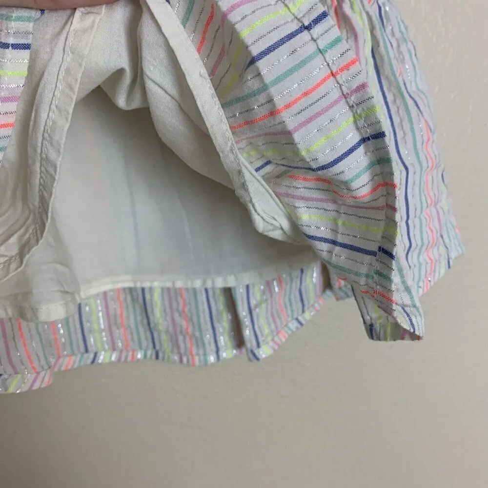 Cat & Jack Neon Stripe Seersucker Ruffle Sleeveless Top White Girls 18 Months